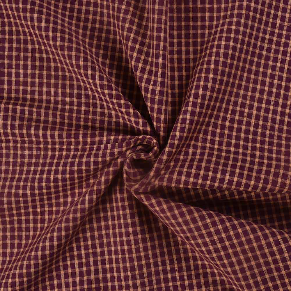 Maroon and Orange Check Cotton