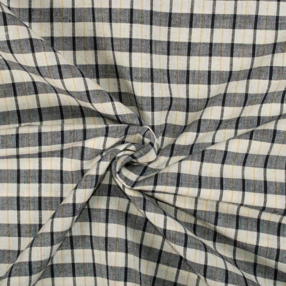 Yellow, Cream and Black Check Cotton